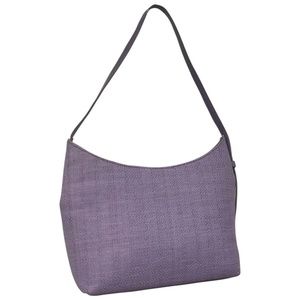EZIO Lavender Leather Trim Woven Raffia Small Bag